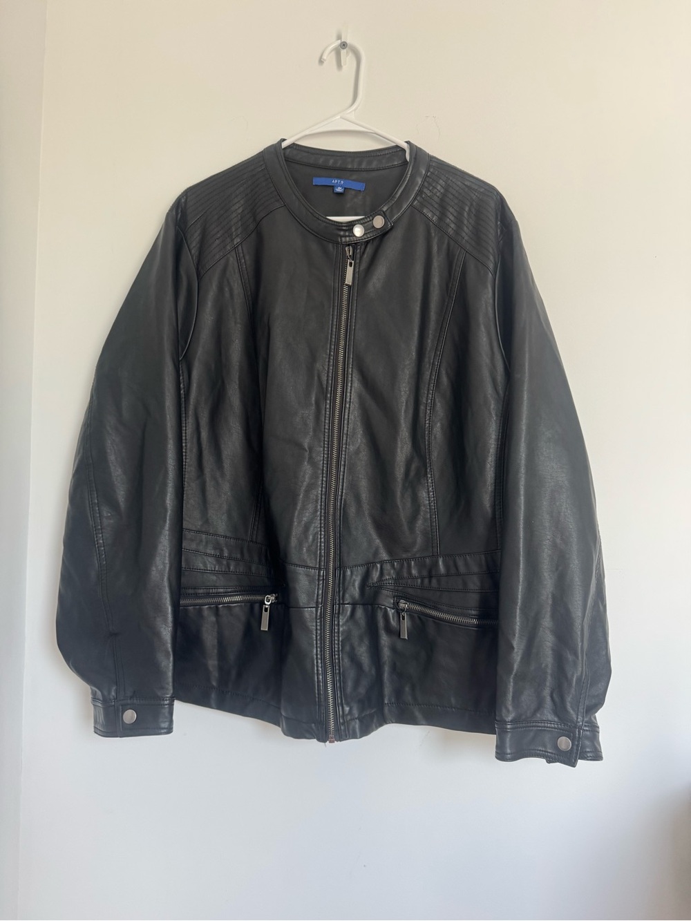 Apt 9 Classic Black  Jacket -Zip Front Coat - Picture 3 of 6